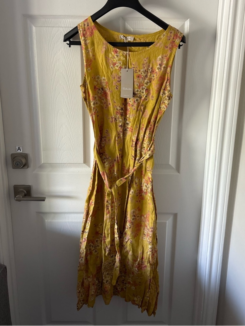 NWT Bellambia 100% Linen Floral Midi Dress Size S